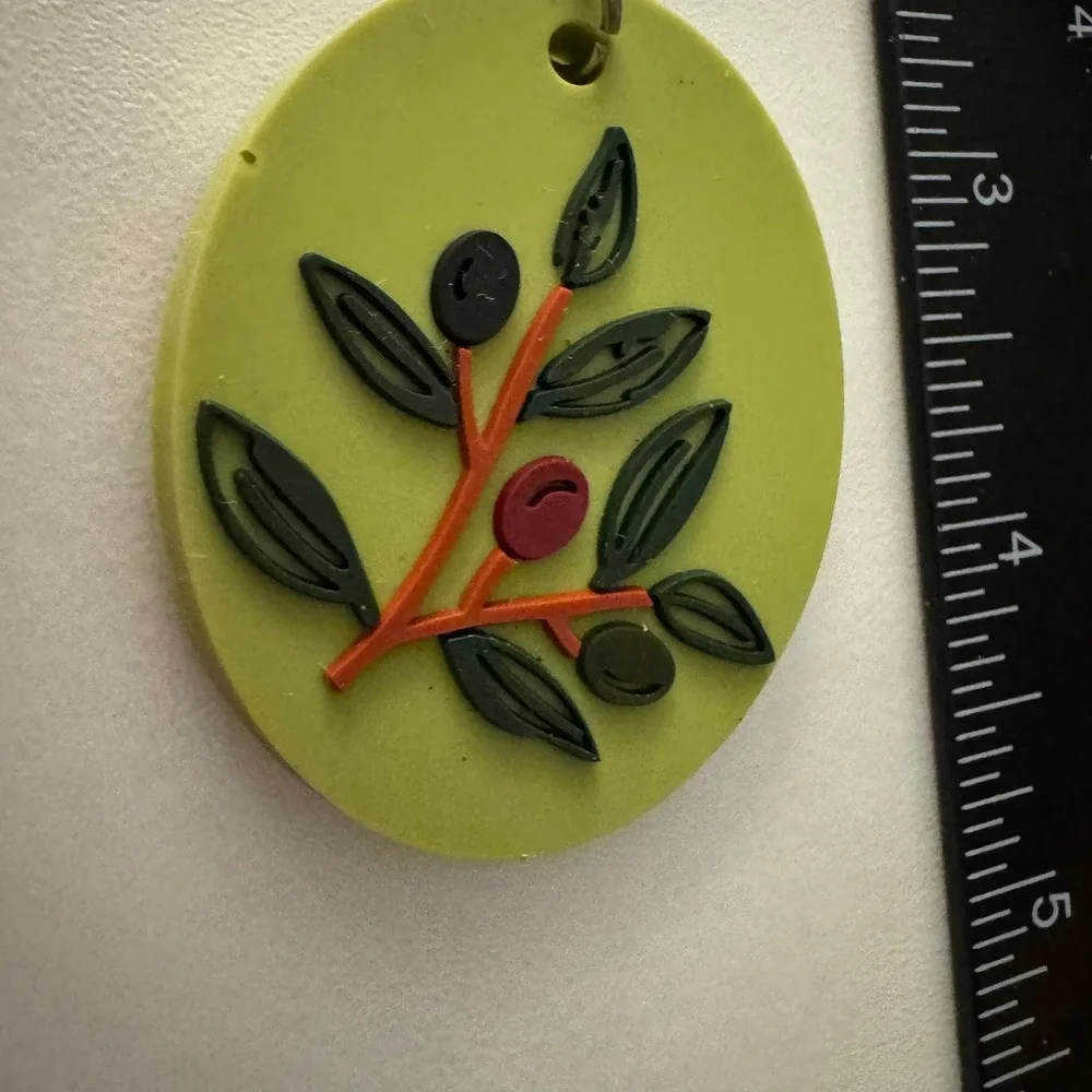 Le Porte‎ Clés Olive Branch Keychain Green Oval Charm Keyring New